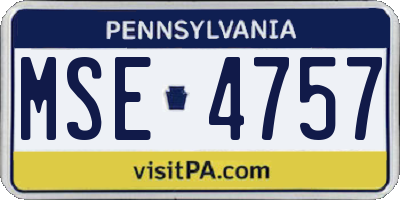 PA license plate MSE4757