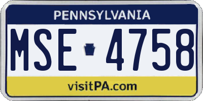 PA license plate MSE4758