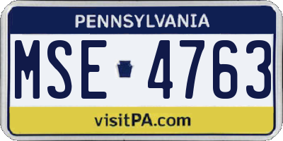 PA license plate MSE4763