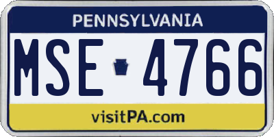 PA license plate MSE4766