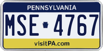 PA license plate MSE4767