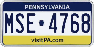 PA license plate MSE4768