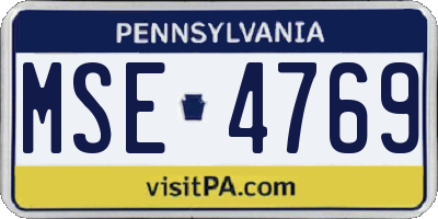 PA license plate MSE4769