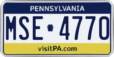 PA license plate MSE4770