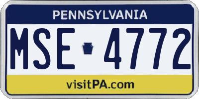 PA license plate MSE4772