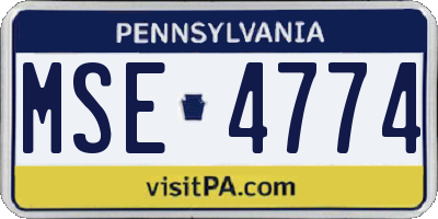PA license plate MSE4774