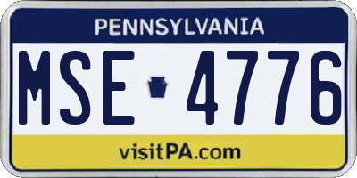 PA license plate MSE4776