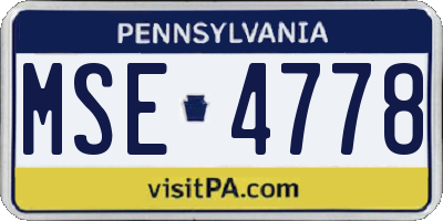 PA license plate MSE4778