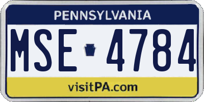 PA license plate MSE4784