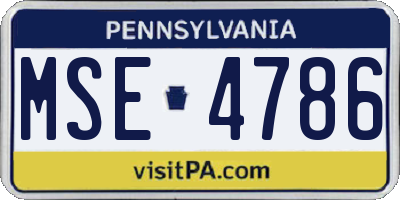 PA license plate MSE4786