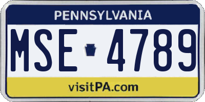 PA license plate MSE4789
