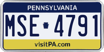 PA license plate MSE4791