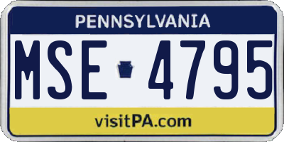 PA license plate MSE4795