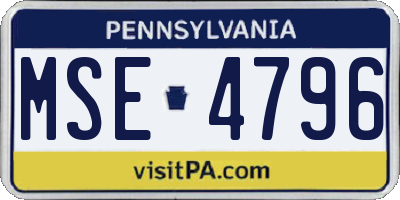 PA license plate MSE4796