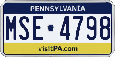 PA license plate MSE4798