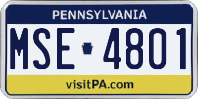 PA license plate MSE4801