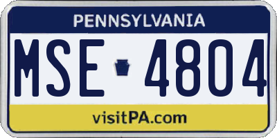 PA license plate MSE4804