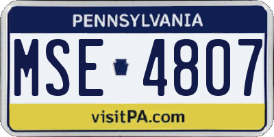 PA license plate MSE4807