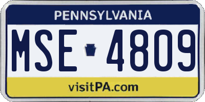 PA license plate MSE4809