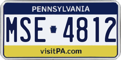 PA license plate MSE4812
