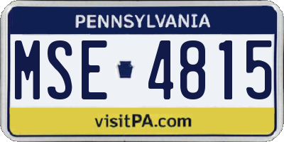 PA license plate MSE4815