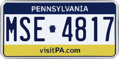 PA license plate MSE4817