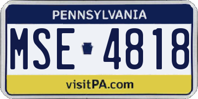 PA license plate MSE4818