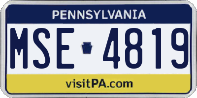 PA license plate MSE4819