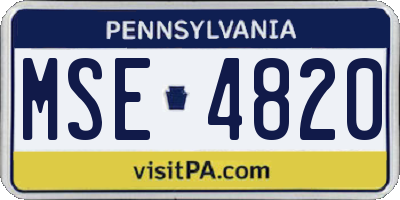 PA license plate MSE4820