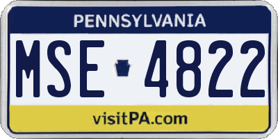 PA license plate MSE4822