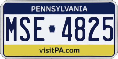 PA license plate MSE4825