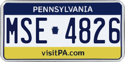 PA license plate MSE4826
