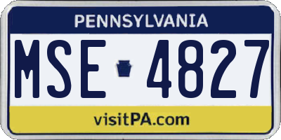 PA license plate MSE4827