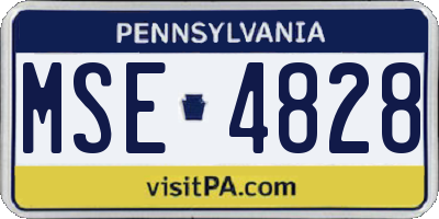PA license plate MSE4828