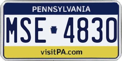 PA license plate MSE4830