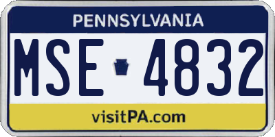 PA license plate MSE4832