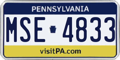 PA license plate MSE4833