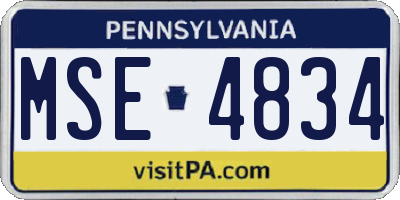PA license plate MSE4834