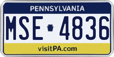PA license plate MSE4836