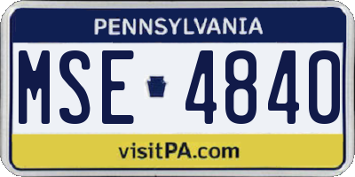 PA license plate MSE4840