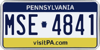 PA license plate MSE4841