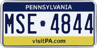PA license plate MSE4844