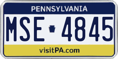 PA license plate MSE4845