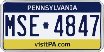 PA license plate MSE4847