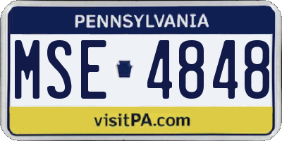 PA license plate MSE4848