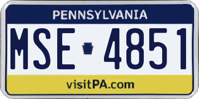 PA license plate MSE4851