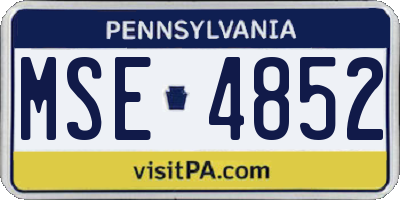 PA license plate MSE4852