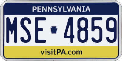 PA license plate MSE4859