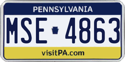 PA license plate MSE4863