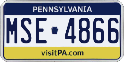 PA license plate MSE4866